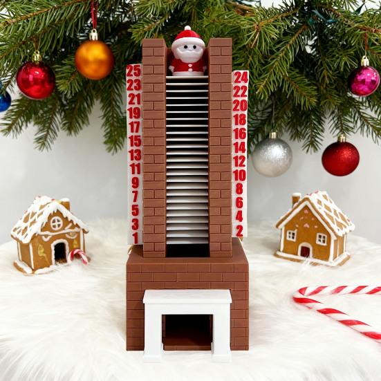 Santa Advent Calendar 25 Day Santa in Fireplace Ornament Christmas Countdown Calendar with Santa