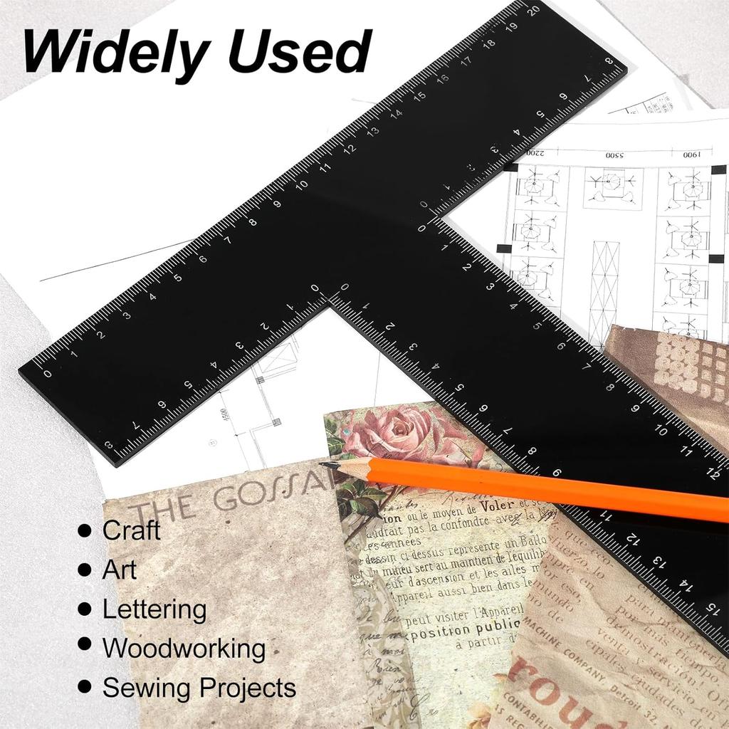 T Square Ruler 12 Inch T Ruler for Crafting, Architectural Scale Ruler Tee Ruler for Drafting Architecture Engineering & Art Projects Precision