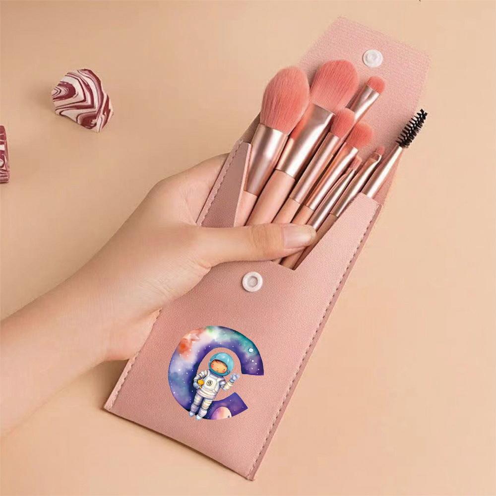 Premium Makeup Brushes Kit 8 Pieces Portable Blush Concealer Eyeshadow Brushes Synthetic Bristles Astronaut Letter Pattern