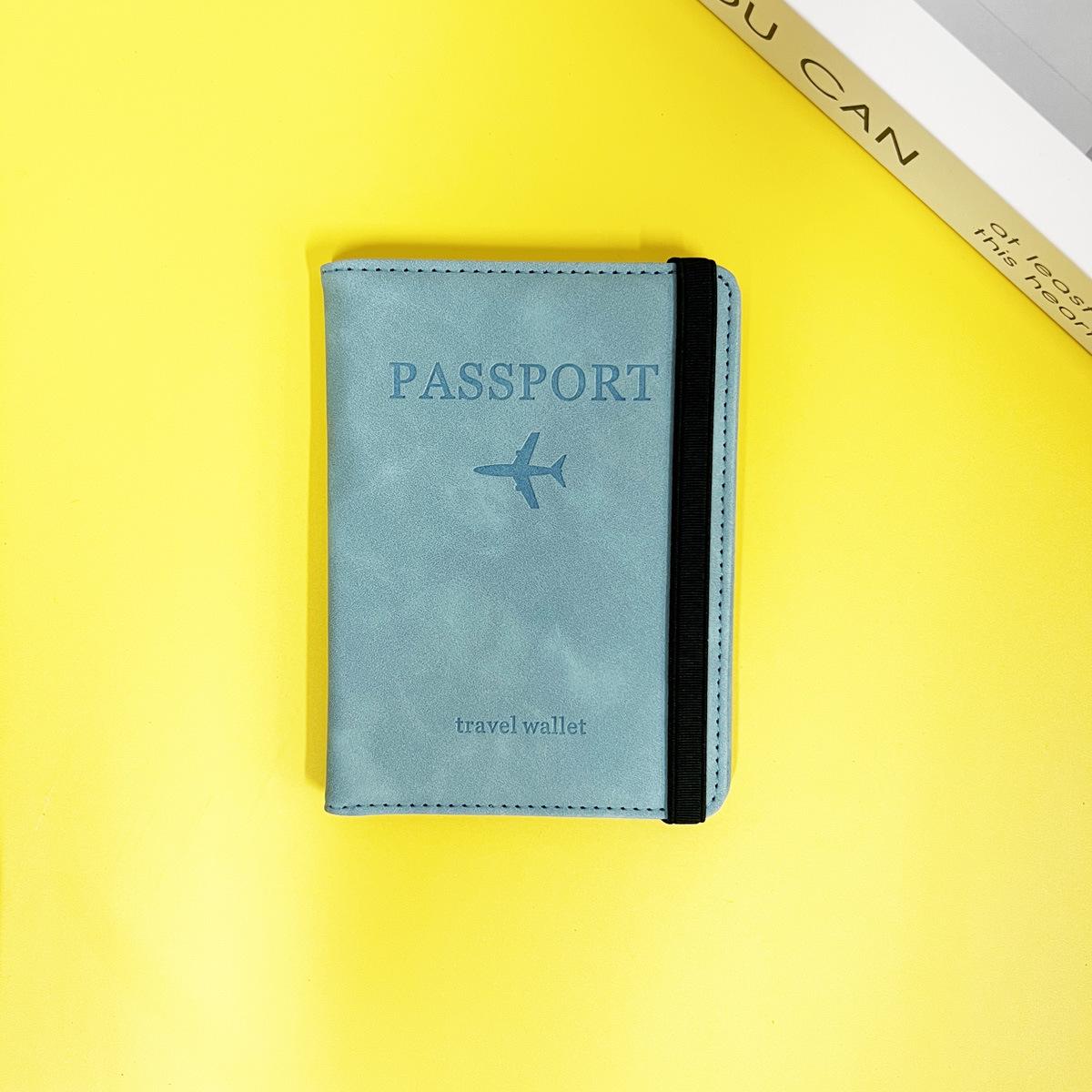 

Держатель для паспорта и карт из искусственной кожи с технологией RFID для трансграничного использования - многофункциональный кошелек для удостоверения личности для путешествий небесно-голубой