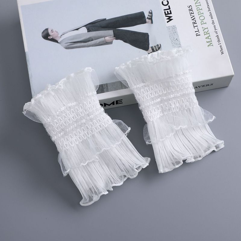 

Fake Cuff Women s Bandage Dress Sweet Lace Decorative Cute Oversleeve Lace Sleeve Lolita Matching Wristband White