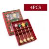 Christmas Table Decor 4-Piece Stainless Steel Cutlery Set with Spoon and Fork, Elk and Xmas Tree Design, Holiday Home Decoration and New Year Navidad