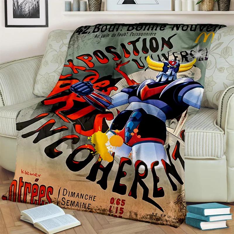 Cartoon UFO Robot Grendizer Anime Blanket,Soft Throw Blanket for Home Bedroom Bed Sofa Picnic Travel Office Cover Blanket Kids