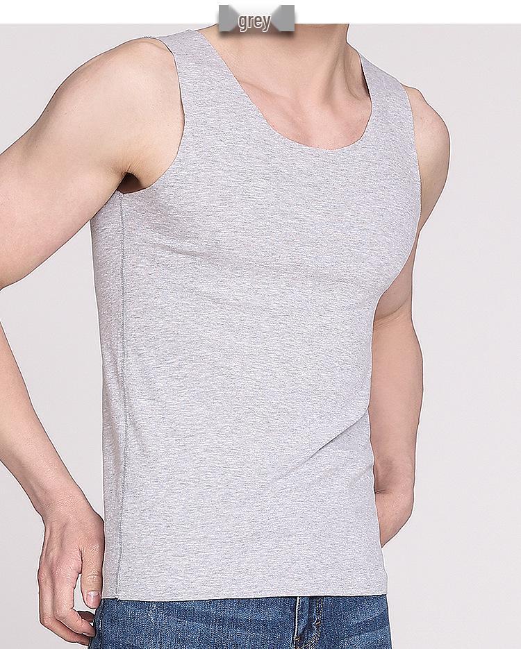 Men's Seamless Cotton Vest - Breathable, Elastic, Ribbed, Round Neck, Comfortable Base Layer