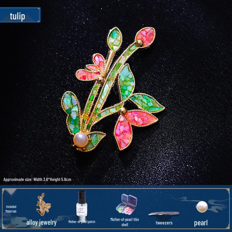 Mother-of-Pearl Hairpin Craft Kit: Brooch & Hairpin Shell Fragments - Perfect Mother’s Day Gift