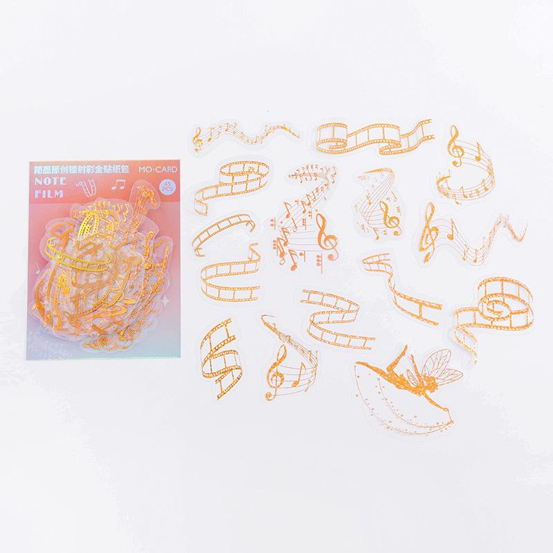 45 Pcs Bronzing Stickers Foil Gold Star Moon Flower Stickers Set Decorative Vintage PET Stickers For Scrapbook Diary Crafts Card