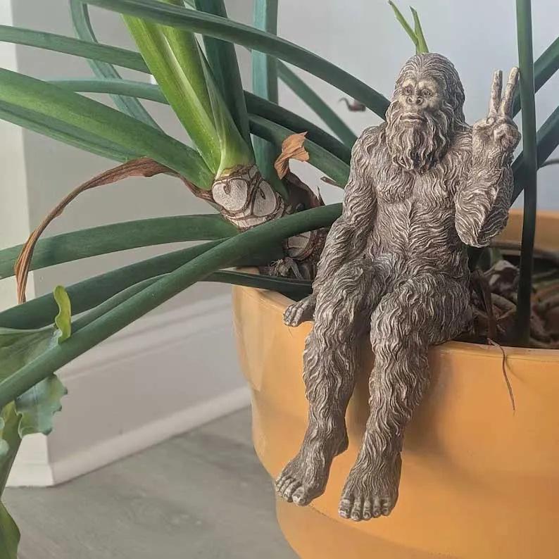 Quirky Bigfoot Peace Statue: Fun Office/Home Decor & Garden Ornament