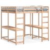 High Bed with Desk & Ladder 160 X 200 Cm Solid Pine Wood