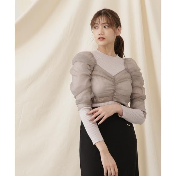 [JILL by JILL STUART] Gathered Short Take Blouse Layered Knit