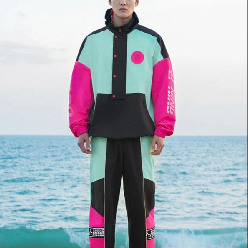 Li Ning Color Block Single-Breasted Hooded Sports Jacket Men Jackets Multicolor AFDS211-1