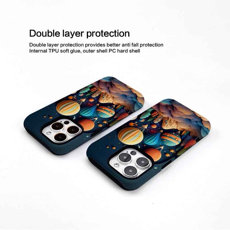 Hot Air Balloon Art Apple 16 Phone Case - Two-in-One for iPhone 14/15 Pro Max
