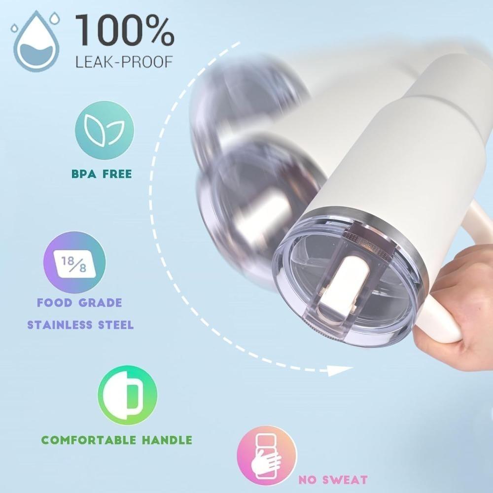 40Oz/1200 Ml Insulated Bottle for Long-Term Insulation with Handle and Straw, Outdoor Portable Water Bottle with Spill Proof Lid