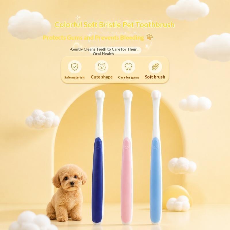 Dog Round Head Toothbrush Eco-friendly Soft Bristles Remove Bad Breath Tartar Pet Dental Care for Puppy Small Dogs