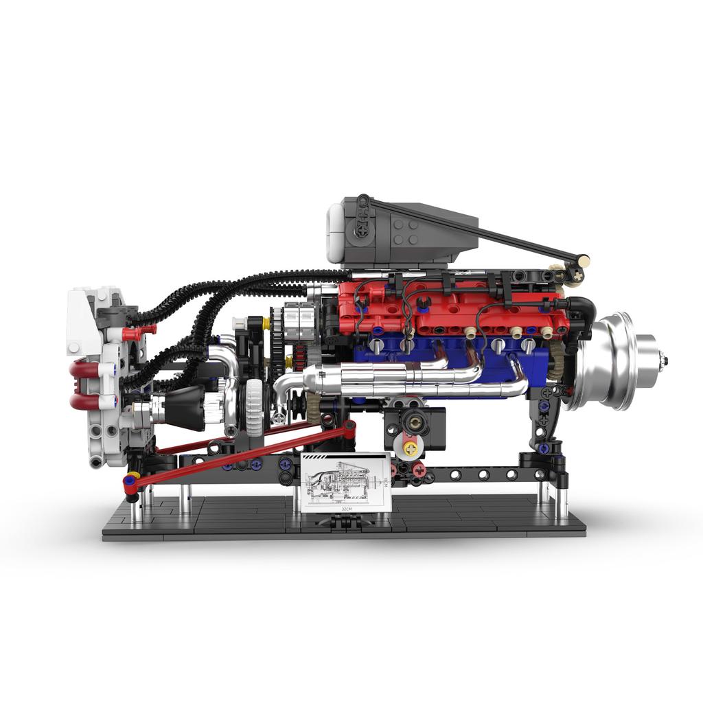 V8 Engine Building Blocks Sets Moc Scale Model Kit Collectible Set For Adults Construction Toys Gifts For Friends Men Teen Boys