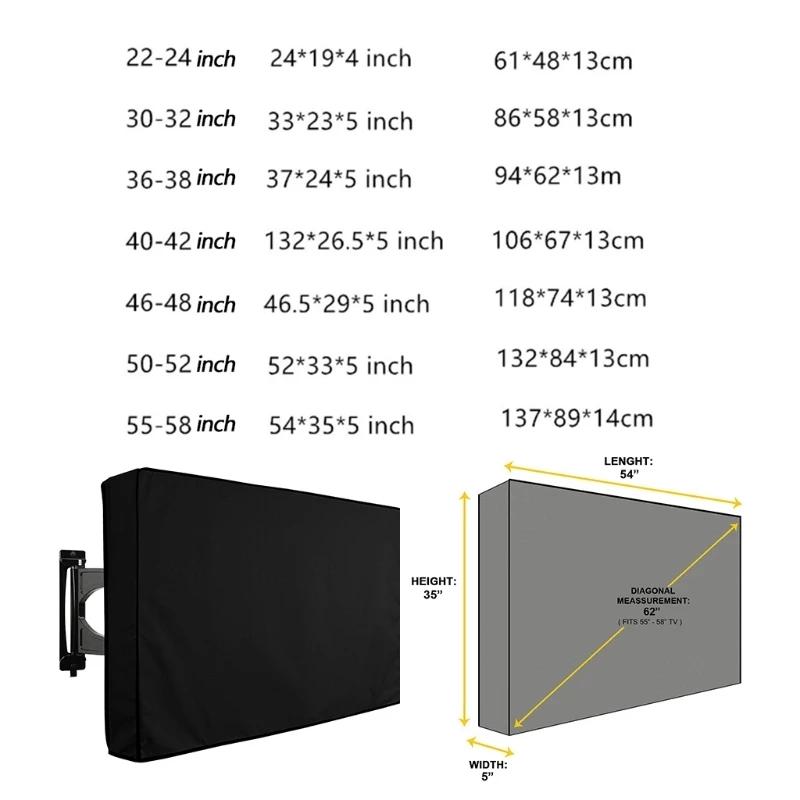Regular Size Weatherproof and Dustproof Outdoor TV Cover 40" 46" 50" 55" 60" 65" Protect TV Screen Garden Patio Outdoor TV Cover