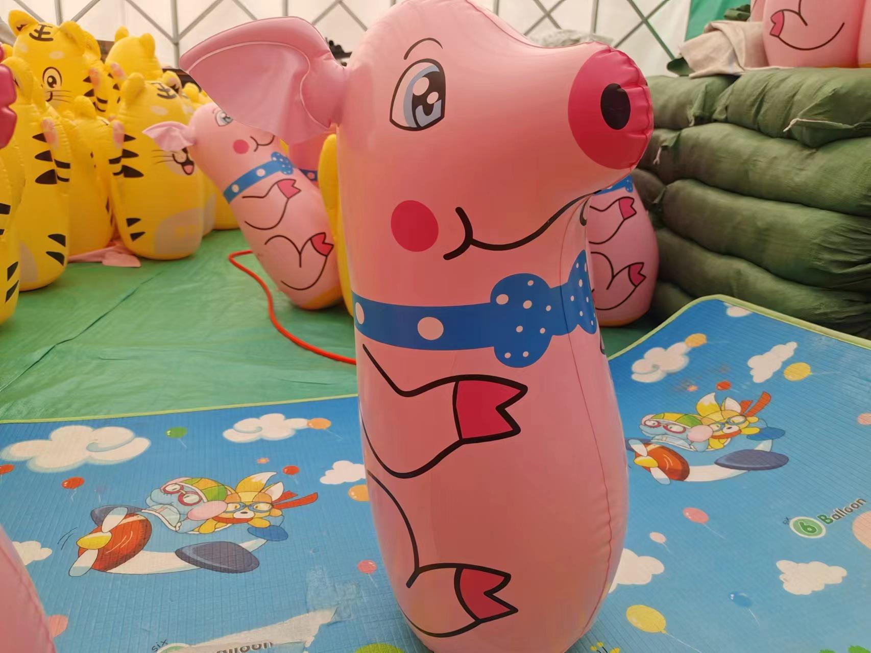 Colorful Inflatable Cartoon Piggy Tumbler Toy for Kids 65 cm