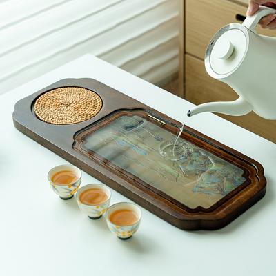 Kungfu Theetafel Dienblad, Automatisch Wateropvangbord Gemaakt van Natuurlijk Walnoothout, High-End Kleurveranderende Thee Ceremonie Accessoires