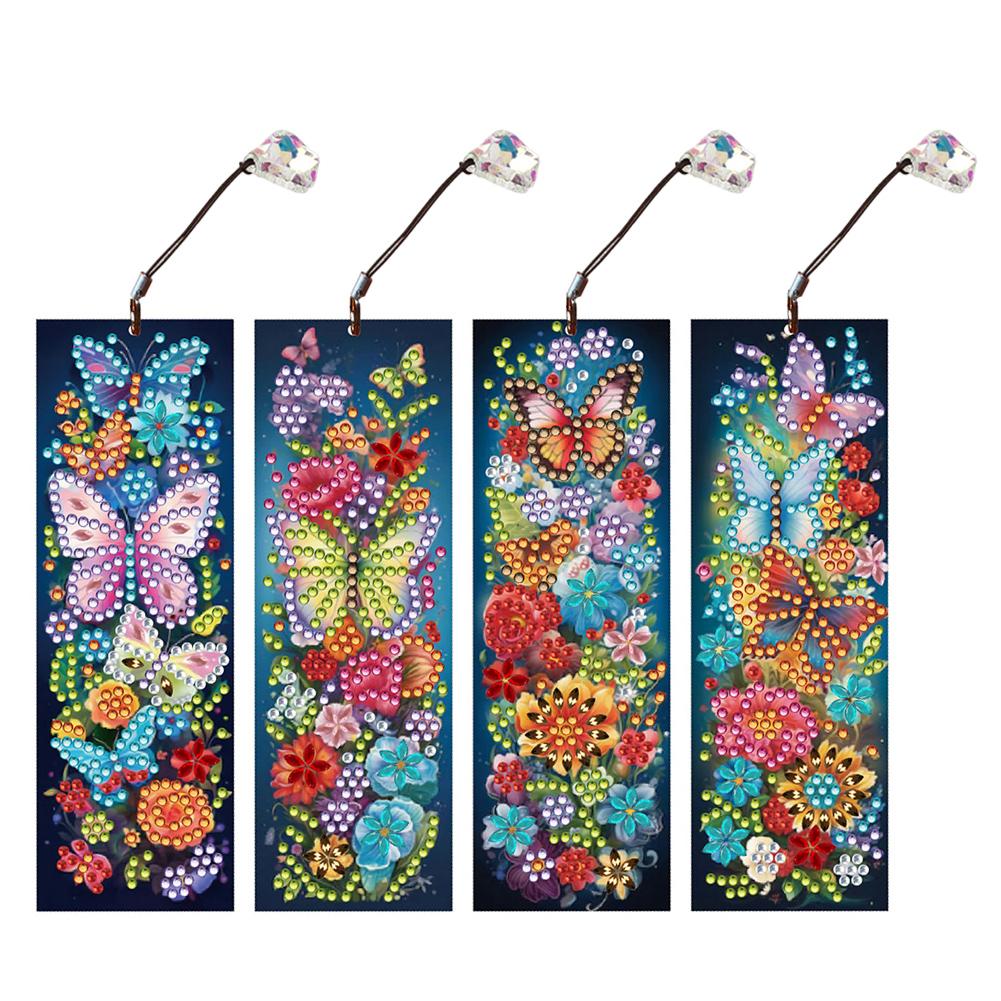 4 szt. Kwiaty DIY Diamentowy Zakładka Projekty Artystyczne Diamentowe Malowanie Artystyczne Zakładki do DIY Tworzenia Początkujący Dorosłe Materiały do Rękodzieła Artystycznego