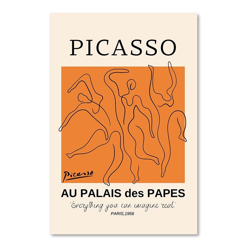 

Picasso Dancer Bauhaus Round Wall Art Pink Aesthetics Orange Canvas Painting Nordic Poster and Prints for Living Room Decor 21cm×30cm NoFrame