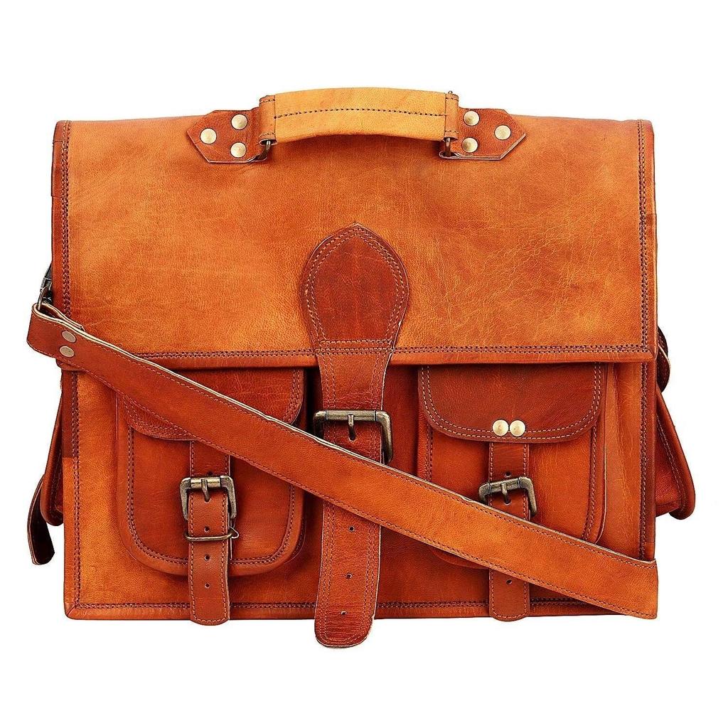 Men's Leather Vintage Travel Laptop Messenger Shoulder Briefcase Satchel Bag