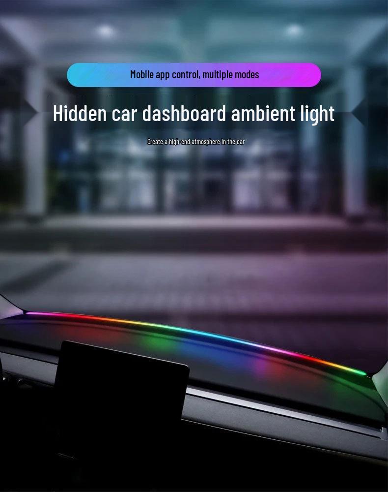 Colorful Acrylic Windshield Soundproof Light: App-Controlled, No Wiring, for Car Decoration.