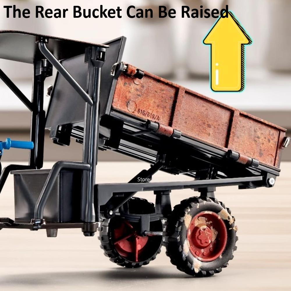 1:24 Agricultural Walking Tractor Toy Model Sound Light Alloy Diecast Retro Variable Engineering Vehicles Collection Gifts