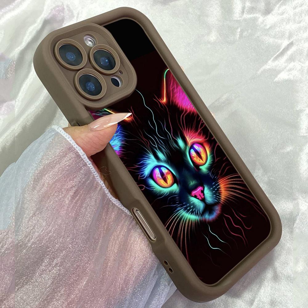 JT173 Colorful Cat for iPhone 17 16 15 14 Pro Max Samsung S26 S25 Ultra A17 A16 A07 A56 A15 A06 A14 Xiaomi 15T Redmi 15c 14C Note 13 14 Soft TPU Case