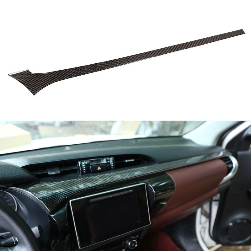Durable-For Toyota Hilux 2015- Carbon Fiber Car Dashboard Center Console AC Vent Cover Trim Car Styling Carbon fiber pattern