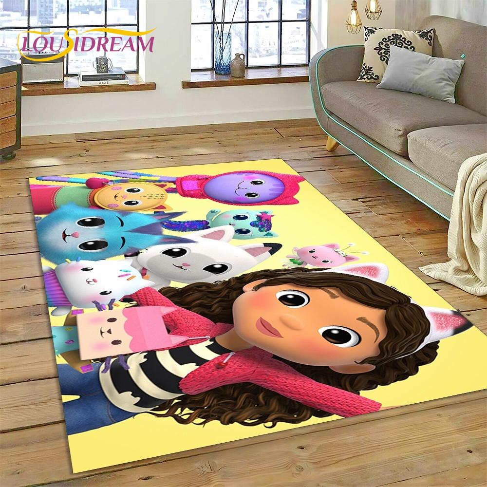 Cartoon Cute Gabbys Dollhouse Girl Rug Carpet for Living Room Bedroom Home Decor,Non-slip Decoration for Sofa Doormat Gifts Kid