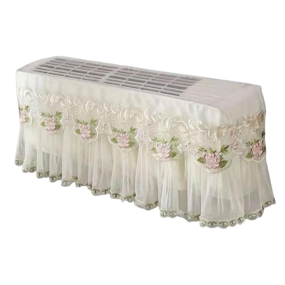 Lace Embroidery Flower Air Conditioner Protective Sleeve Dust-proof Fabric Windshield Curtain