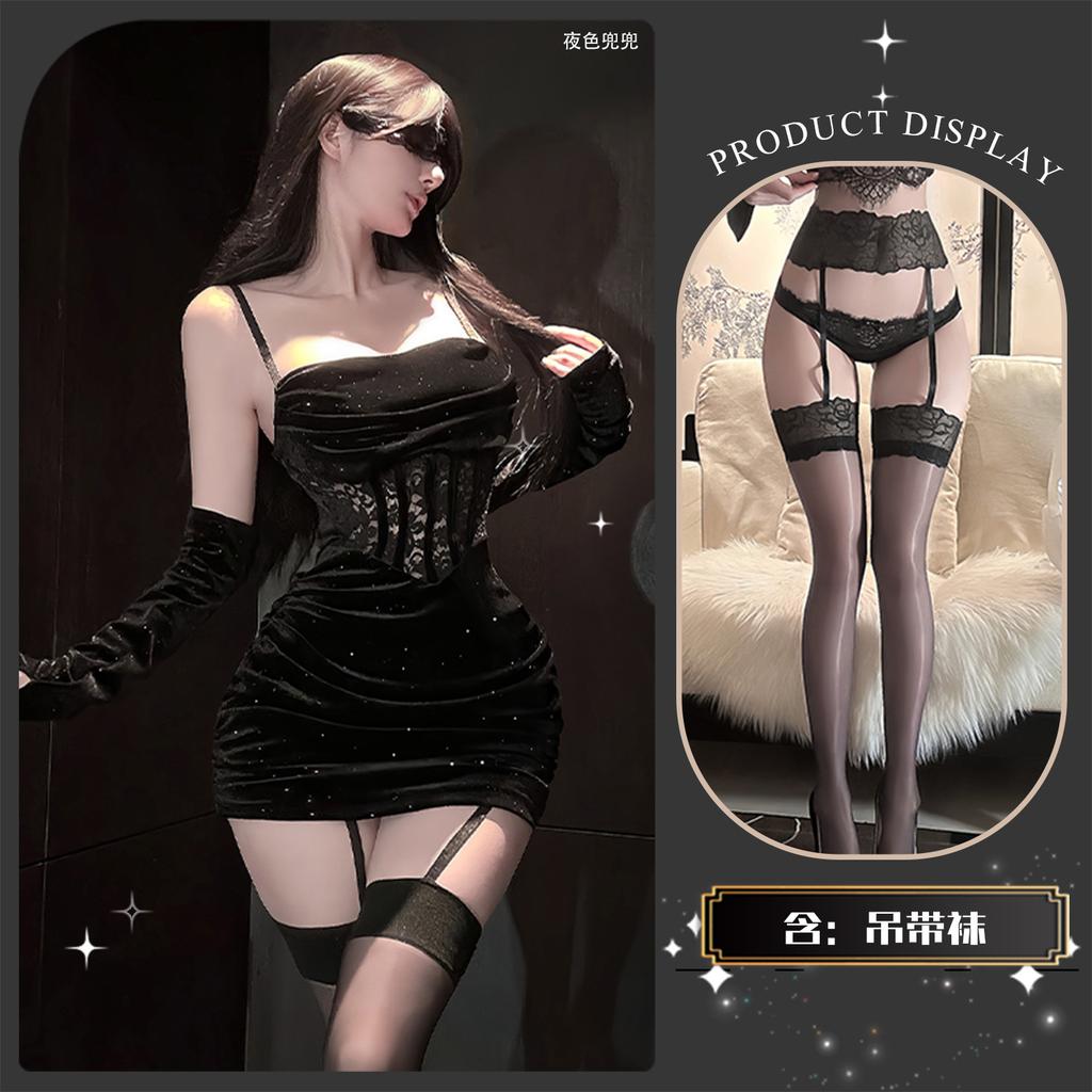 Sexy lingerie sexy welcome lace mesh burst flash sweet and greasy banquet girl hip skirt backless