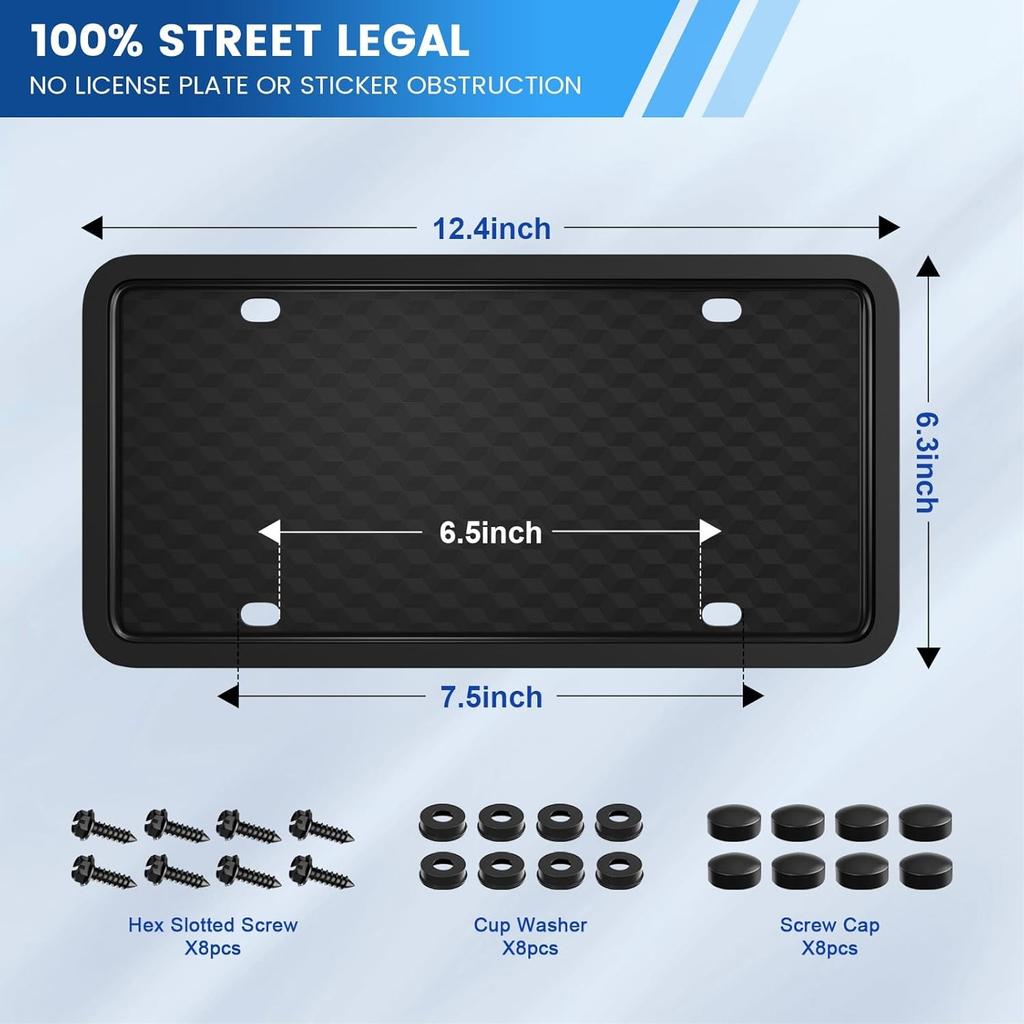 License Plate Frames Holder, 2 Pack Car License Plate Covers, 2 Pack Black