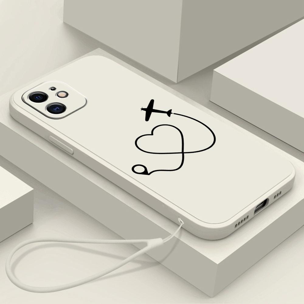 

N68 Искусство траектории полета самолета с ремешком Силиконовые чехлы для телефонов с прямыми краями для Xiaomi Poco X5 Redmi Note 13 Pro Realme Huawei Противоударный чехол Honor 20/Nova 5T