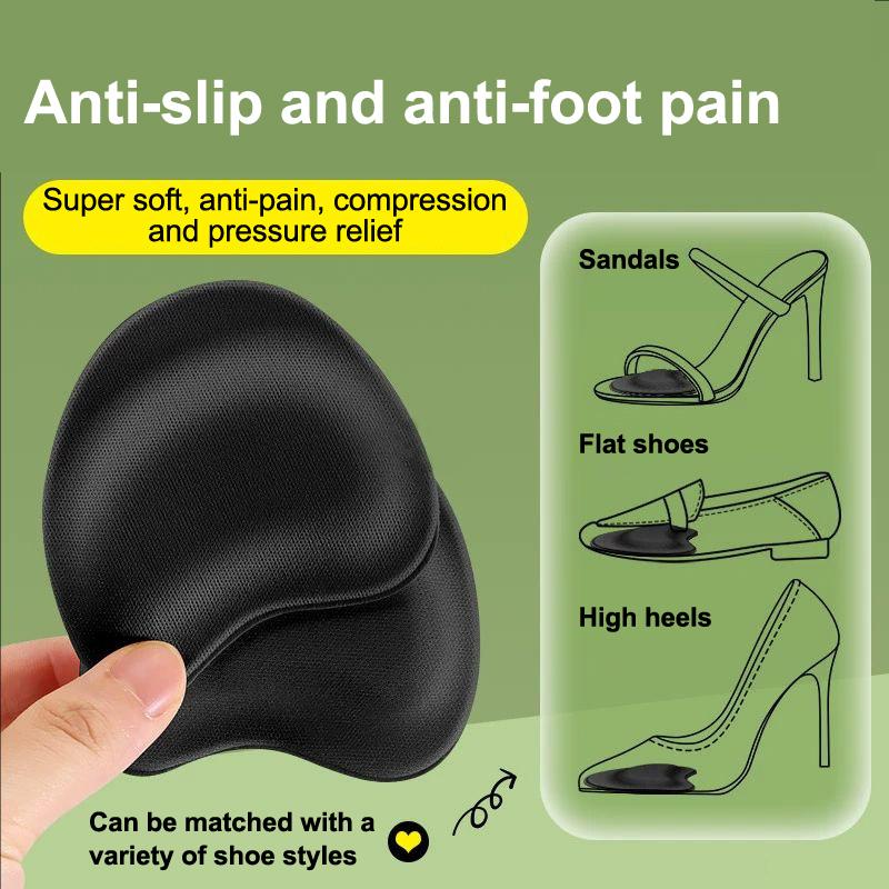 1Pair Women Forefoot Pad Pain Relief Insert Half Size Insoles Non-Slip Cushion Shoe Breathable Sweat Absorbing Foot Pads