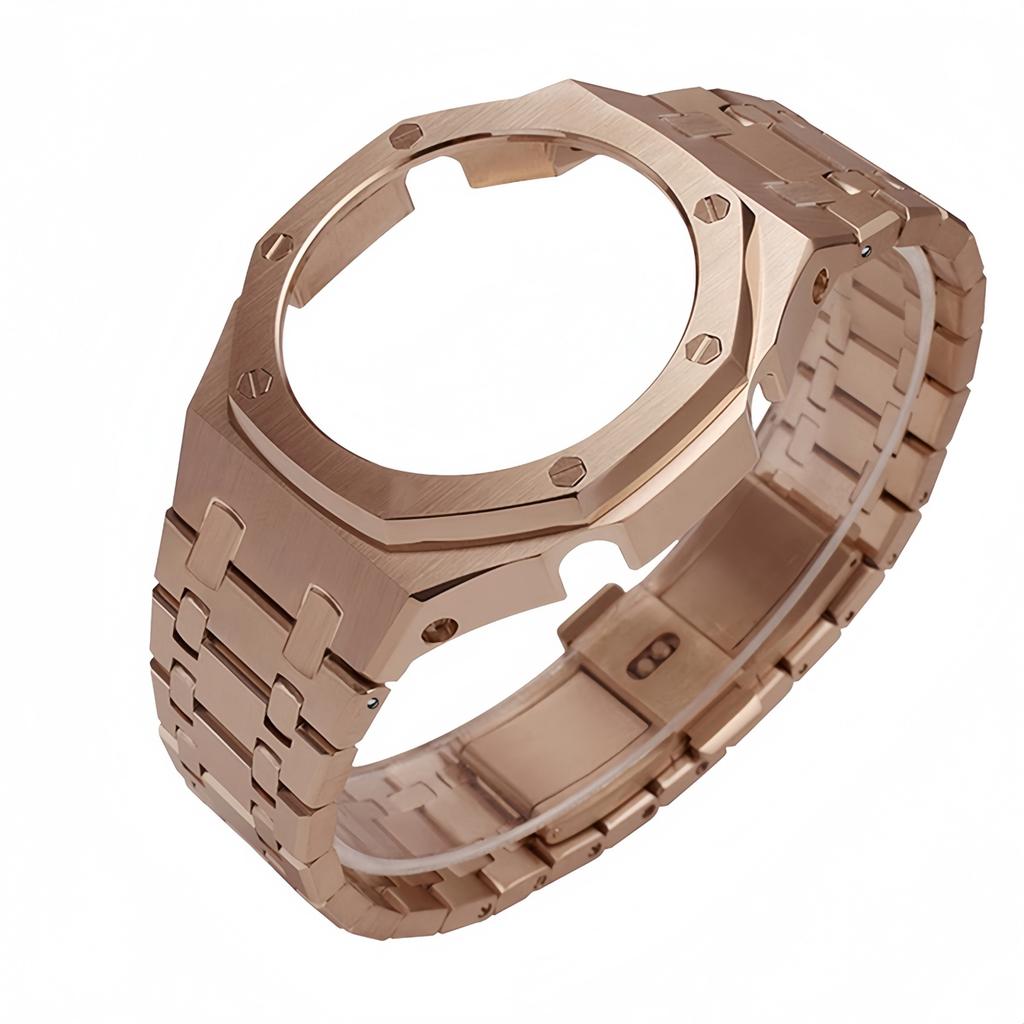 GMA-S2100 Mod-Kit für Casio G-SHOCK GMA S2100 Damen Edelstahl Metallgehäuse Gummi-Uhrenarmband Modifizierte Uhrenarmband-Zubehörteile