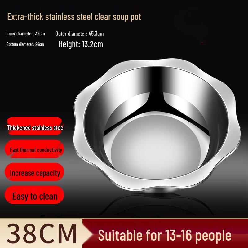 FATTBAO Thickened Stainless Steel Octagonal Hot Pot