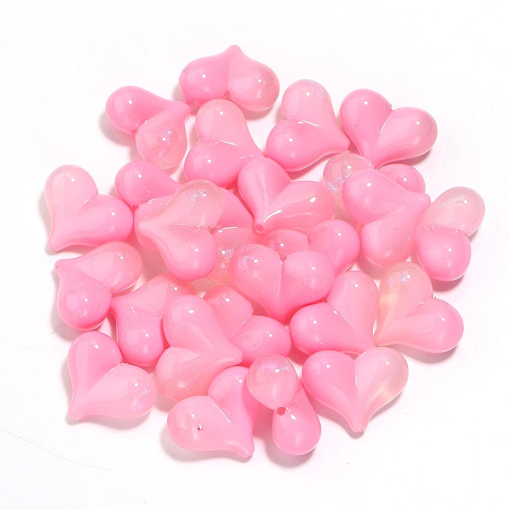 5pcs/lot Colorful Glitter Heart Shape Beads Big Hole Loose Spacer Acrylic Beads For DIY Charms Bracelet Phone Chains Accessories