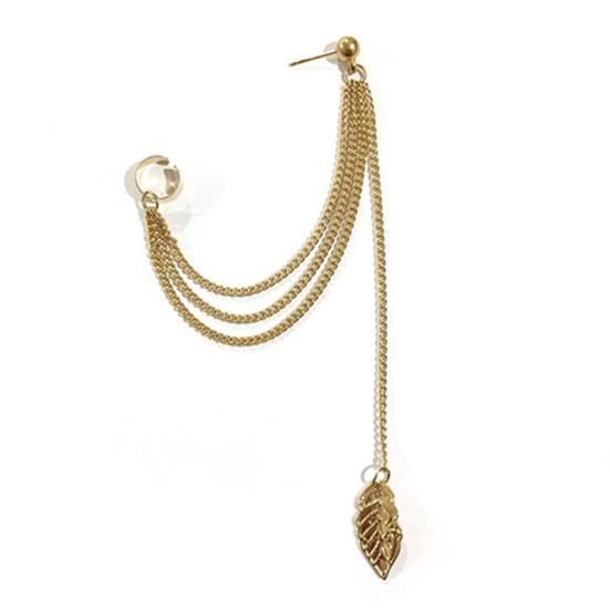 1Pc Punk Tassels Chain Leaf Fish Cross Charms Ear Stud Cuff Earring Jewelry Gift