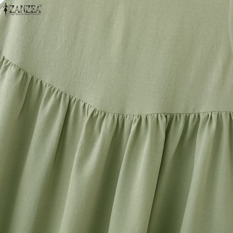 ZANZEA Women Casual Round Neck Solid Color Sleeveless Long Dress