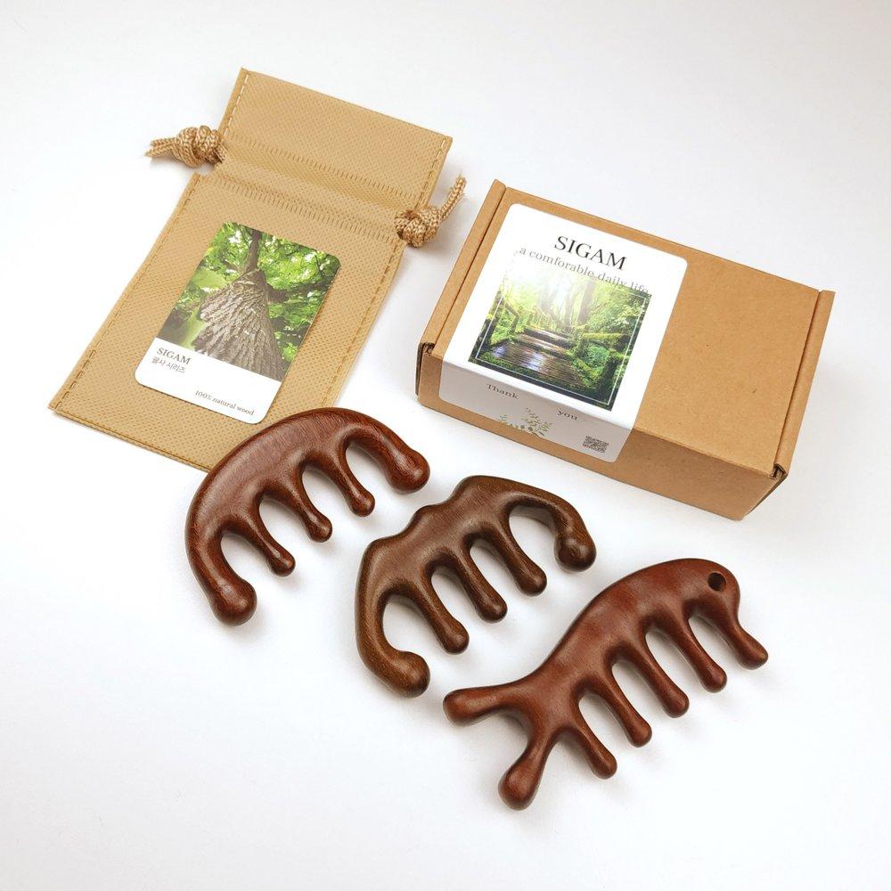 Shigam Market Wood Head Face Trapezius Lymph Scalp Guasha Massage Comb Acupressure