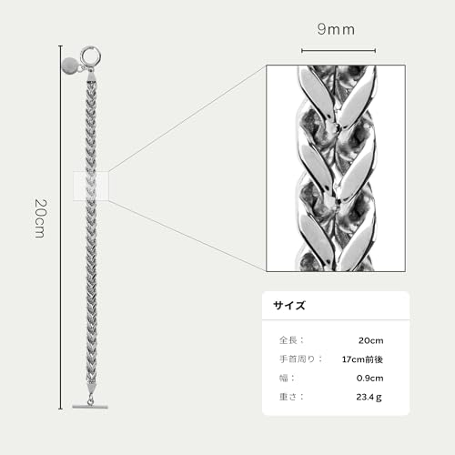 Lion Heart LH-1 Box Chain Bracelet, Surgical Stainless Steel (Hypoallergenic), Men's (Includes Pouch), Directly Available