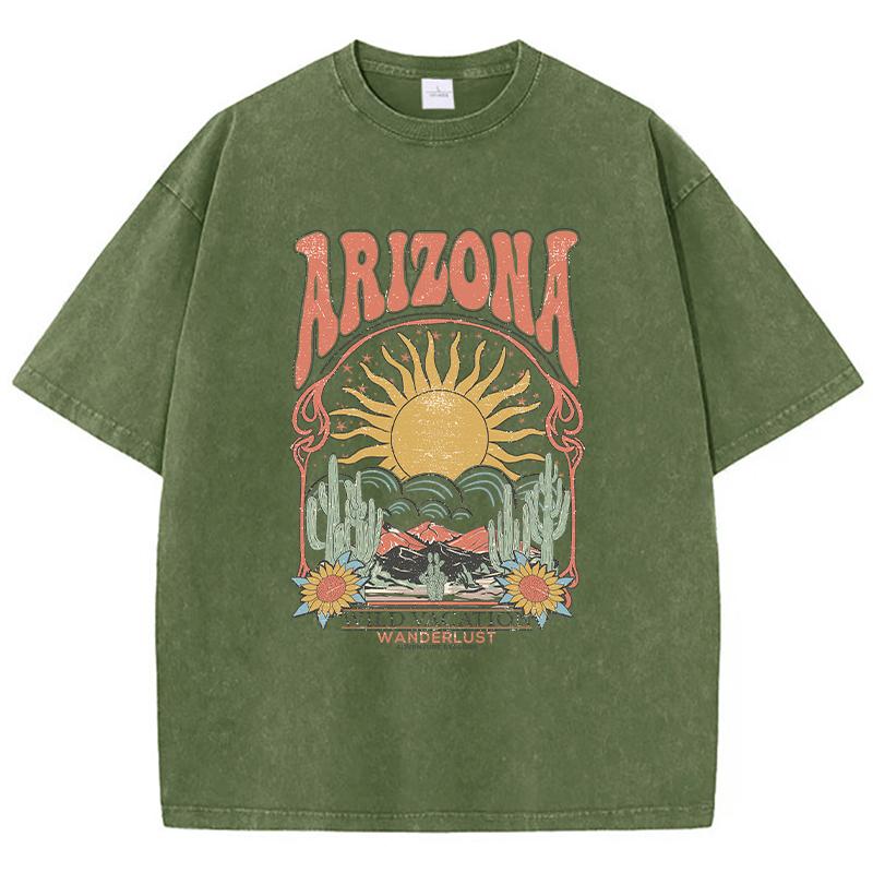 Fashion Women Cotton Washed T-Shirt Beautiful Arizona Wildlife Vacation Invites You Print Tops Casual Loose Tees Vintage Clothes