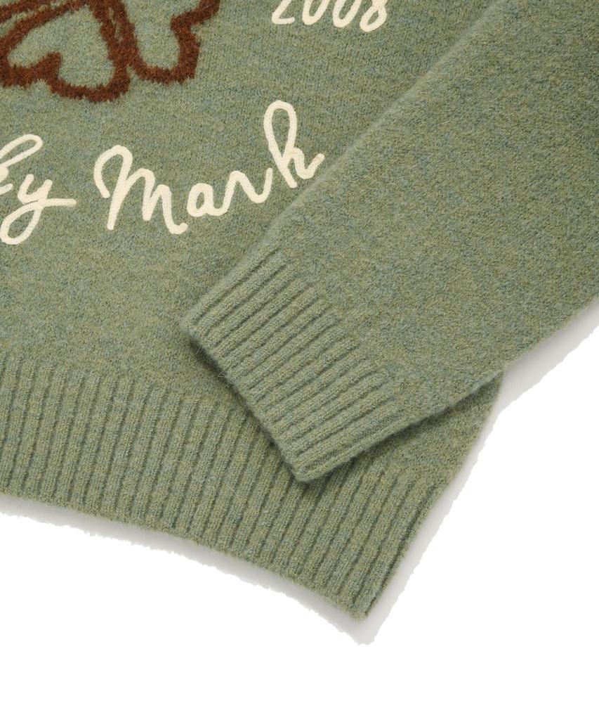 COVERNAT WOMAN Clover Heart Graphic Knit Sage Green