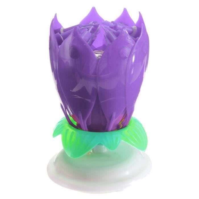 U Bougie Anniversaire Fleur Musical Lotus Rotatif Soireé Gâteau Mariage Pourpre My00212