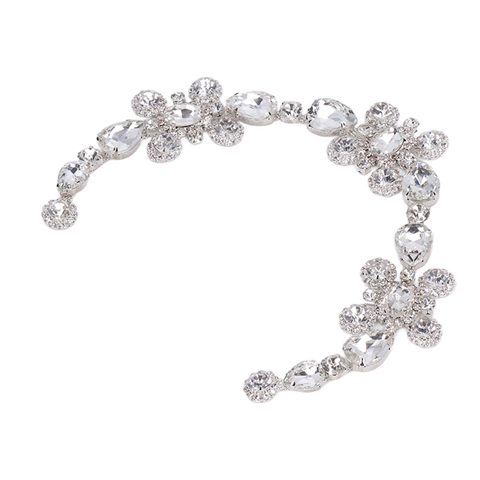 

Flower Chain White Oval Drop Shaped Glass Rhinestone Flower Chain Garment Collar Decoration