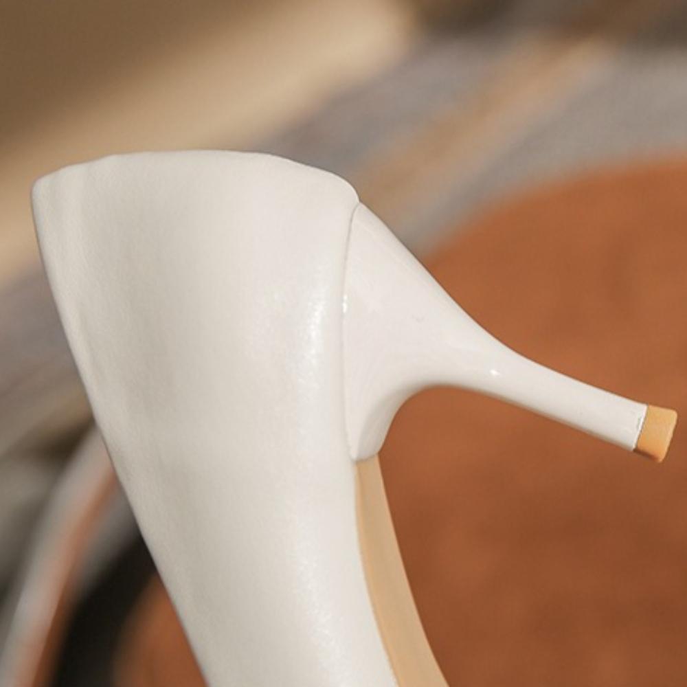 Damskie Szpilki z Ostrym Czubkiem 2025 Wiosna Jesień Nowe Białe Szpilki - Wygodne Delikatne Eleganckie Biurowe Buty Jednokolorowe XCY-357-8-1