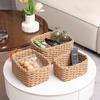 3pcs Handmade Straw Woven Soft Round Paper Rope Storage Basket For Organizing Decorative Storage Bins Office Storage Box