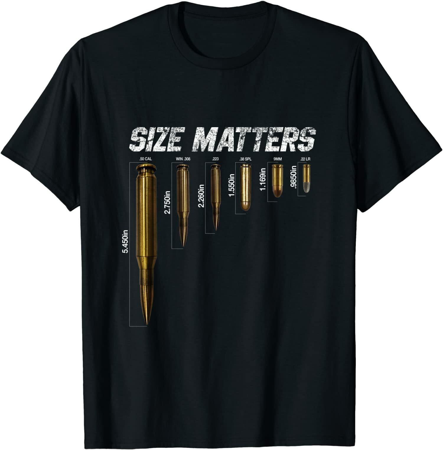 New Limited Funny Gun Expert, Size Matters Bullets T-Shirt S