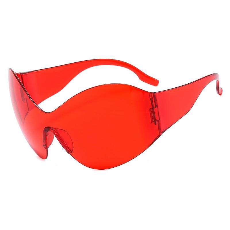 

Y2K Sports Sunglasses for Women One-Piece Rimless Wrap Around Sun Eyeglasses Men Luxurious Brand Designer Style Futuristic Shield Eyewear Sunglasses As shown