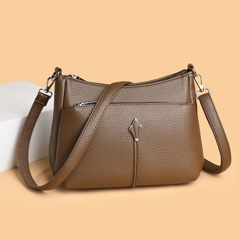 Popular Fashion Texture Mom Bag, Single-shoulder Crossbody Bag with Soft Leather and Multi-layered Underarm Design